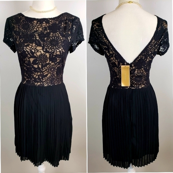 Ayla Black Lace Over Nude Cocktail Dress S NWT - Picture 1 of 14